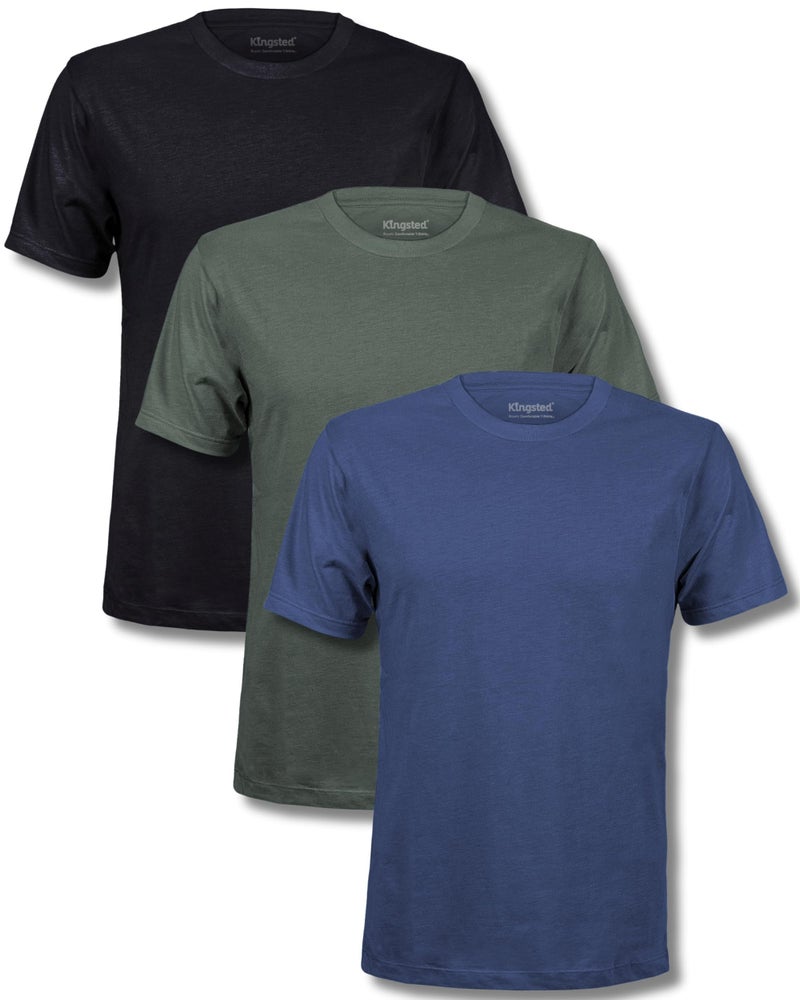 Kingsted Men's T-Shirts Pack - Royally Comfortable - Super Soft Cotton Blend - Short Sleeve Tagless Crewneck - Plain Colored Classic Tees (3 Pack, Classic, 2X-Large) - Image 1