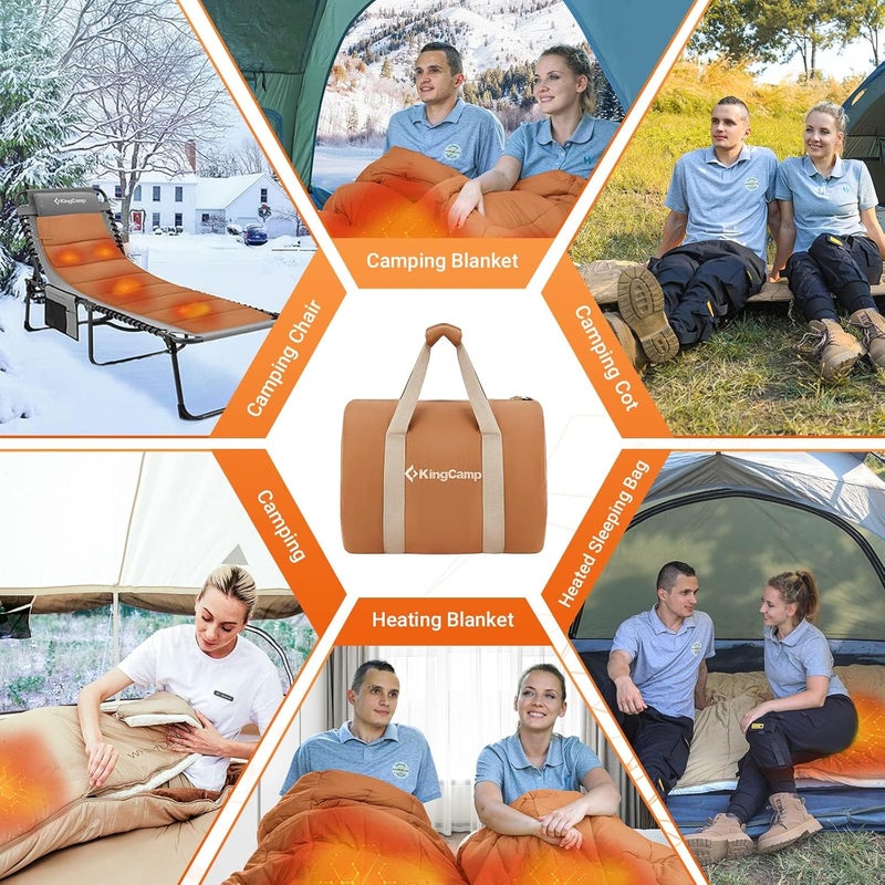 KingCamp كيس نوم مدفأ من كينغ كامب، 4 مناطق تدفئة، كيس نوم للبالغين في الطقس البارد مع 3 مستويات تدفئة قابلة للتعديل وبطانة قابلة للإزالة للتخييم، المشي لمسافات طويلة والصيد (لا تشمل البطارية) - Image 5