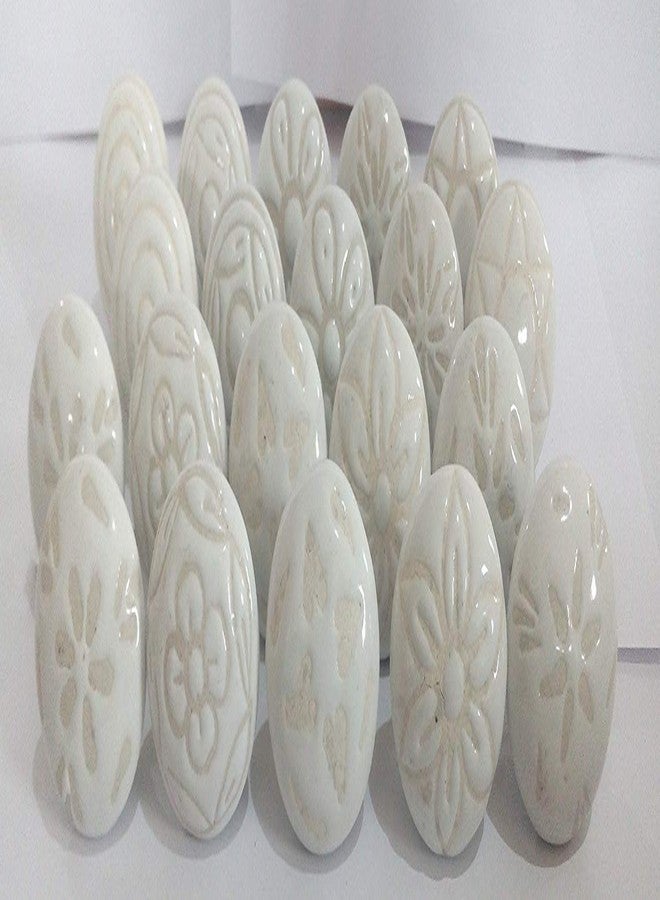 JGARTS 20 X Mix Vintage Look White Creame Creme Flower Ceramic Knobs Door Handle Cabinet Drawer Cupboard Pull - Image 1