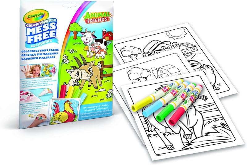 Crayola Color Wonder Set Animal Friends, coloring book, 4 markers