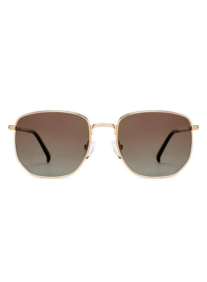 جون جاكوبس نظارات شمسية رجالية ونسائية من جون جاكوبس، إطار كامل مربع، ذهبي وبني، حماية % من الأشعة فوق البنفسجية، مستقطبة