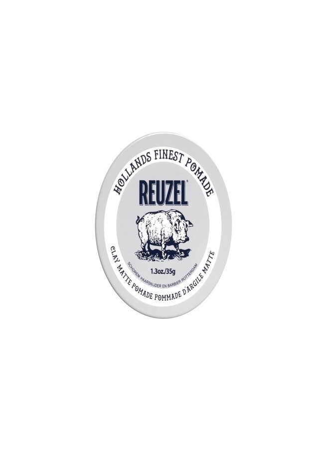 Reuzel بومادة ريوزيل الطينية غير اللامعة، تثبيت متوسط طوال اليوم، قابلة للذوبان في الماء، بدون لمعان وقشور، سهلة الغسل، لجميع أنواع الشعر، 1.3 أونصة - Image 1