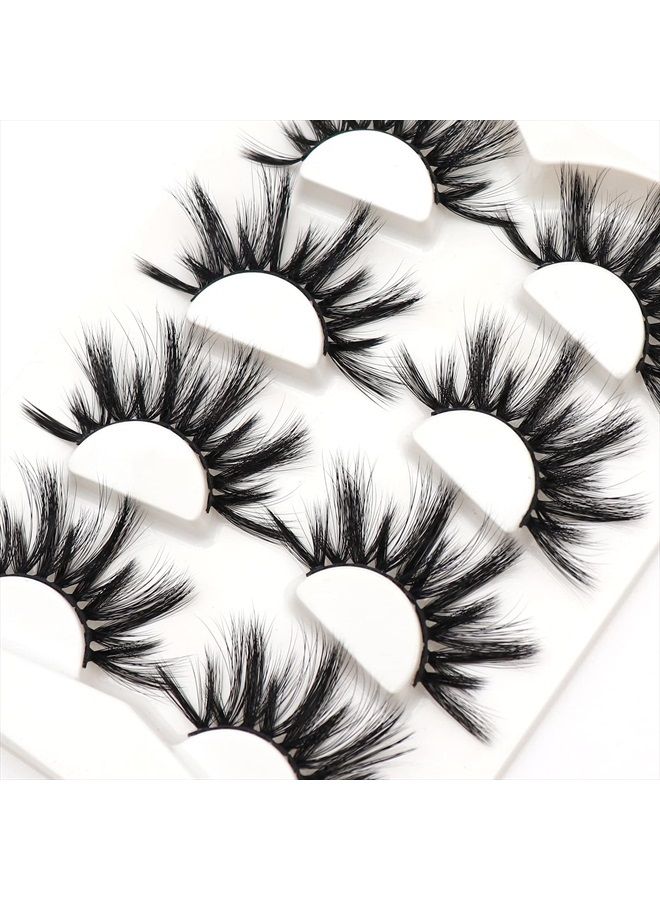 Losha 25mm Lashes,3D Faux Mink Lashes Fluffy Volume Eyelashes Thick Crossed Luxurious Soft Wispy Lashes Pack 4 Pairs Dramatic Eye Makeup (45A) - Image 5
