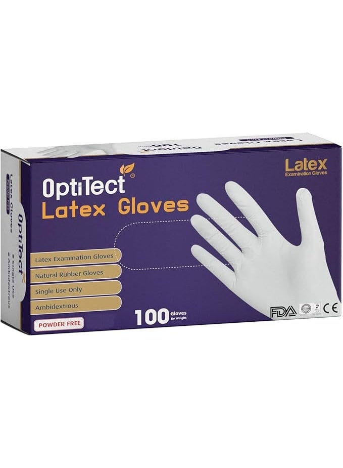OptiTect Latex Gloves Powder Free, Large Size, 100 Disposable Pieces – Durable, Comfortable, Pack of 2 - Image 2