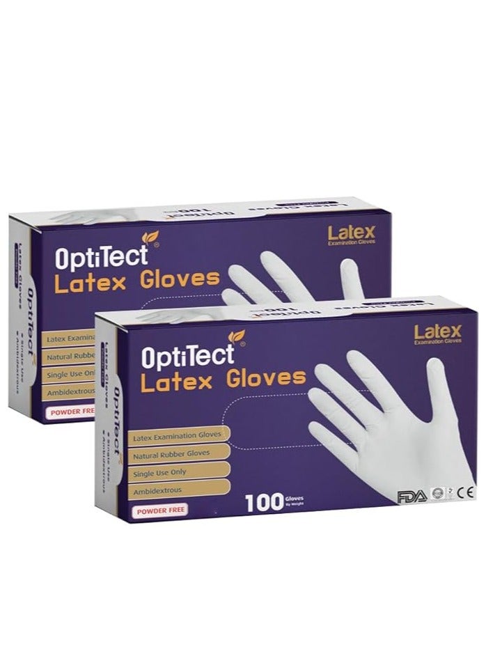 OptiTect Latex Gloves Powder Free, Large Size, 100 Disposable Pieces – Durable, Comfortable, Pack of 2 - Image 1
