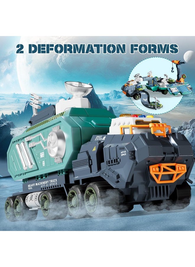 deAO deAO Toy Trucks for Boys Toddlers Car Toys with Lights Sounds, Space Toys Cars Mini Truck Pretend Play Transport Vehicles Toy Set Astronauts Birthday Gifts for Kids Age 3+  - Image 2