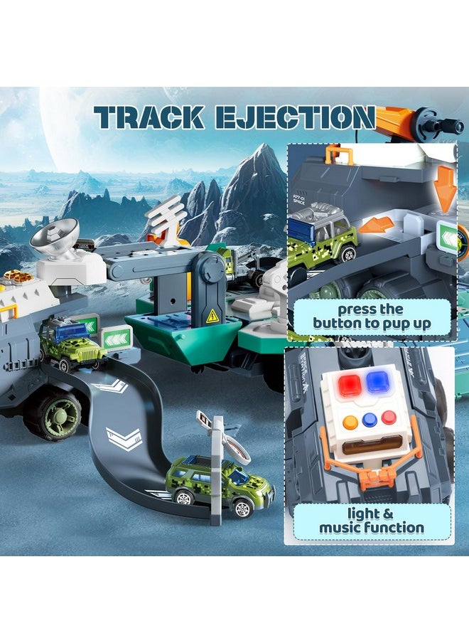 deAO deAO Toy Trucks for Boys Toddlers Car Toys with Lights Sounds, Space Toys Cars Mini Truck Pretend Play Transport Vehicles Toy Set Astronauts Birthday Gifts for Kids Age 3+  - Image 5
