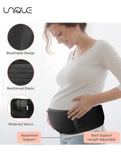 Unique Belly Band for Pregnancy Maternity Belt Pregnant Support Belt Bump Band Abdominal Brace Belt - Relieve Lower Back , Pelvic and Hip Pain - Breathable / Adjustable (Black)  - Image 2