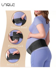 Unique Belly Band for Pregnancy Maternity Belt Pregnant Support Belt Bump Band Abdominal Brace Belt - Relieve Lower Back , Pelvic and Hip Pain - Breathable / Adjustable (Black)  - Image 3