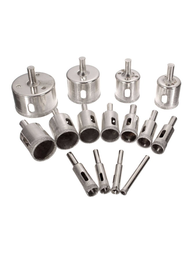 15-Piece Diamond Hole Saw Drill Bit Set Sliver (6, 8, 10, 12, 14, 16, 18, 20, 22, 25, 26, 28, 30, 40, 50)mm - Image 3