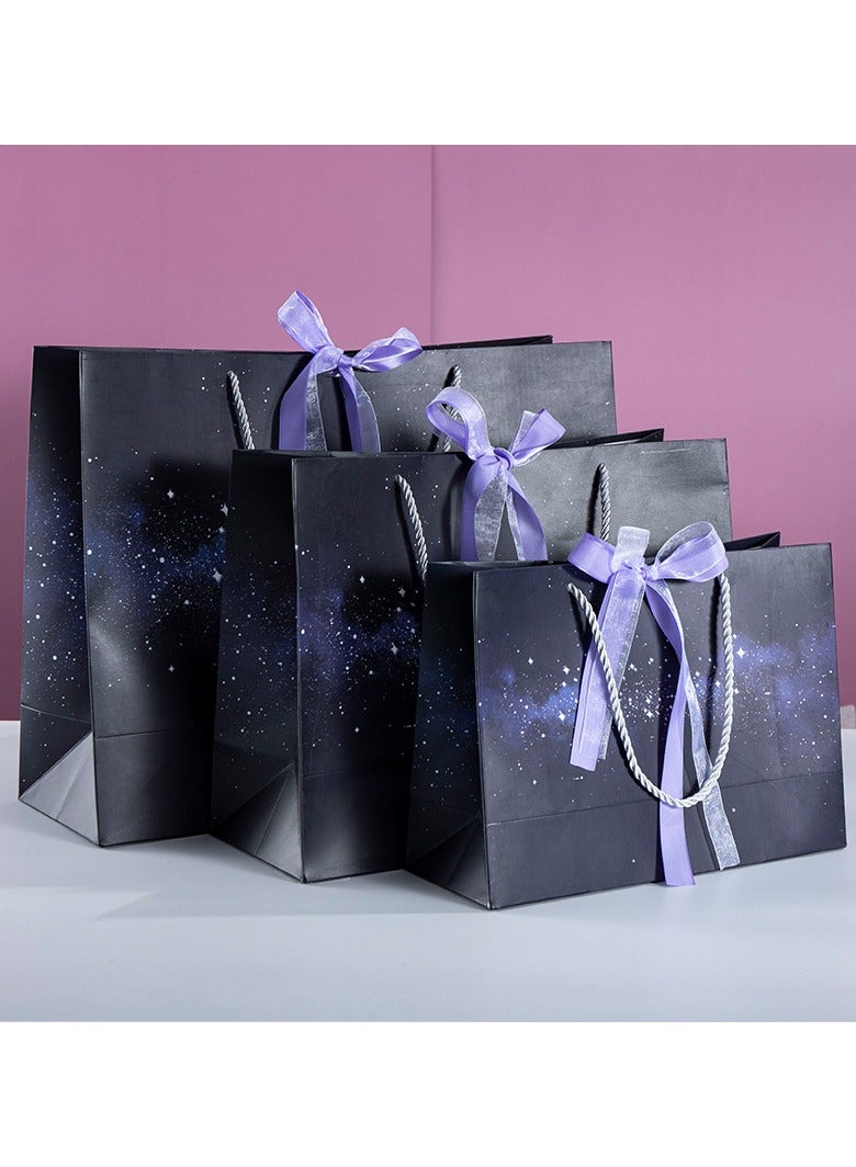 5-piece set of starry night gift bags with handles, oil painting gift paper bag medium small gift bag birthday kraft paper gift bag suitable for gifts, birthdays, Mother's Day, weddings, parties (28X10X20CM) - Image 1