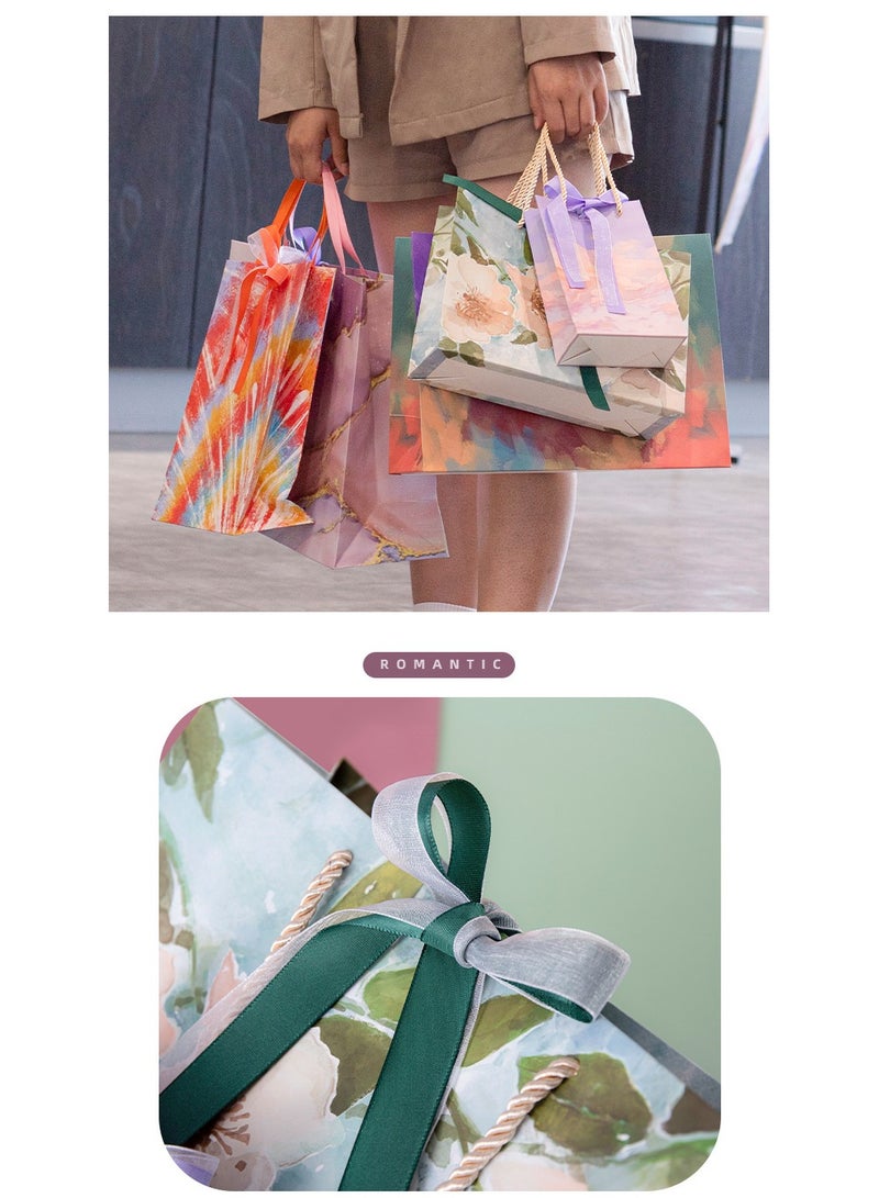 5-piece set of starry night gift bags with handles, oil painting gift paper bag medium small gift bag birthday kraft paper gift bag suitable for gifts, birthdays, Mother's Day, weddings, parties (28X10X20CM) - Image 2