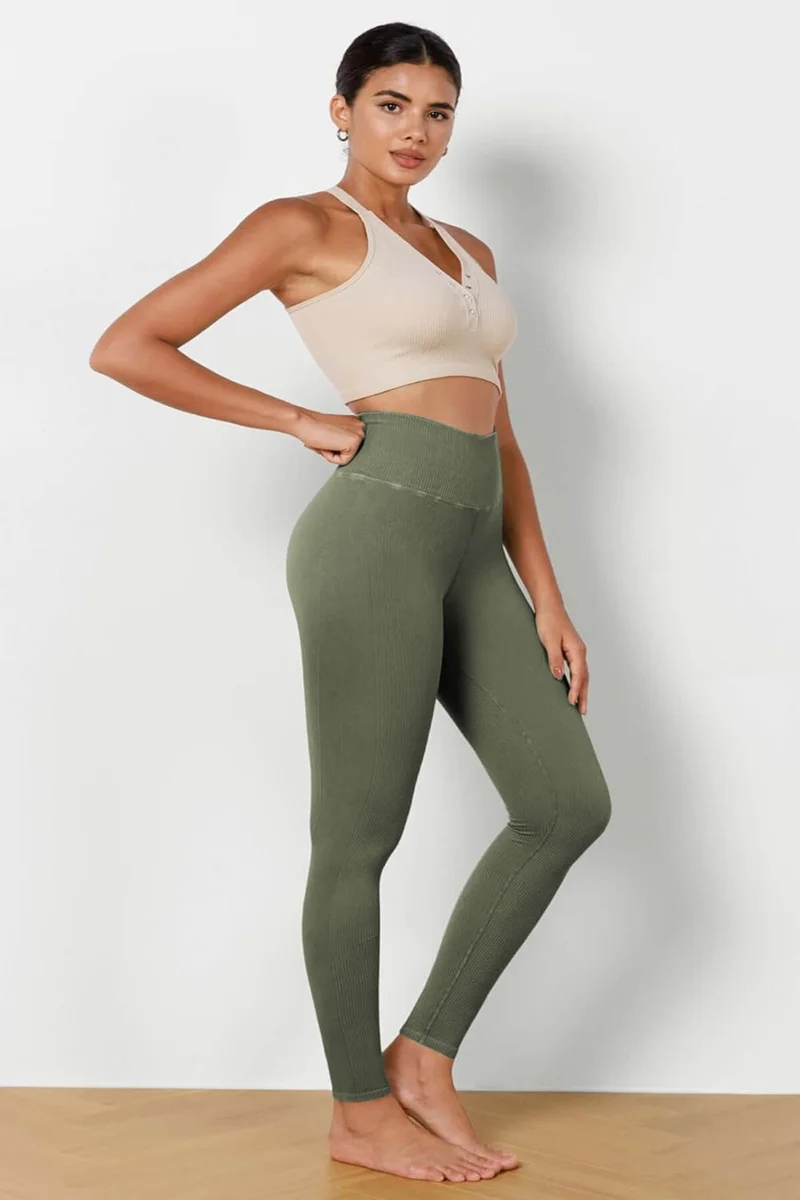 هيبسين راكيب Competing All Women's High Waist Ribbed Flexible Sports Tights 4117