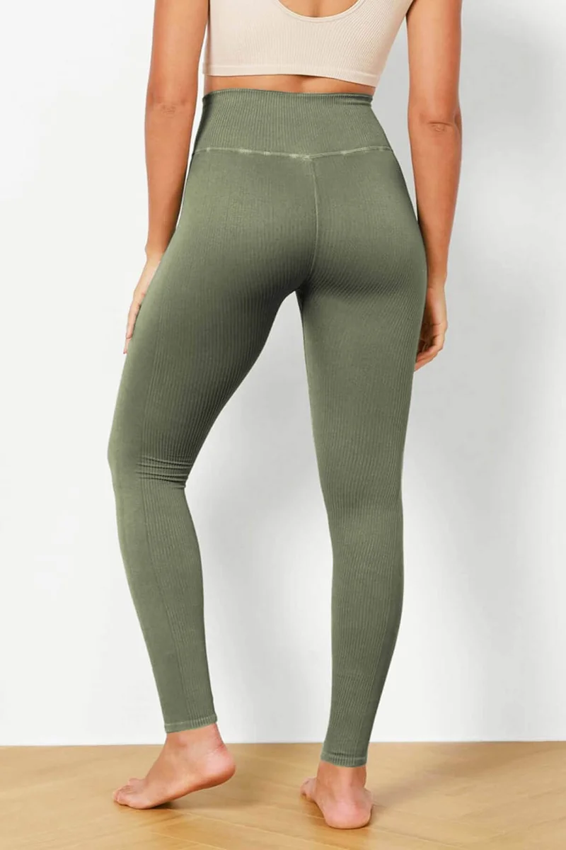 هيبسين راكيب Competing All Women's High Waist Ribbed Flexible Sports Tights 4117