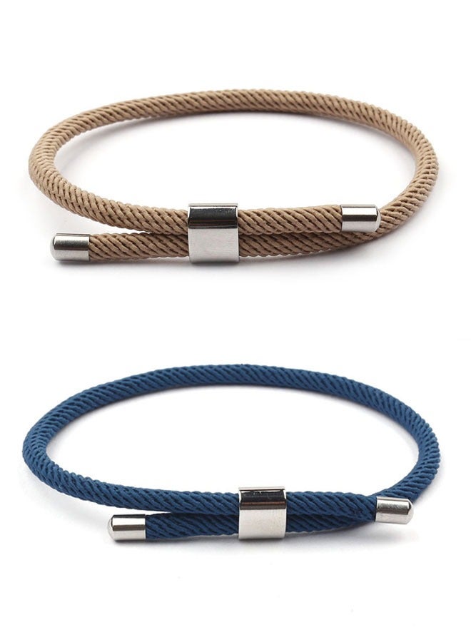 HAWAWA 6 Pieces Nautical Braided Rope Bracelets Set Adjustable Braided Cord Bracelet Handmade Navy Marine String Bracelet with Metal Knot Men Women Friendship Style C - Image 5