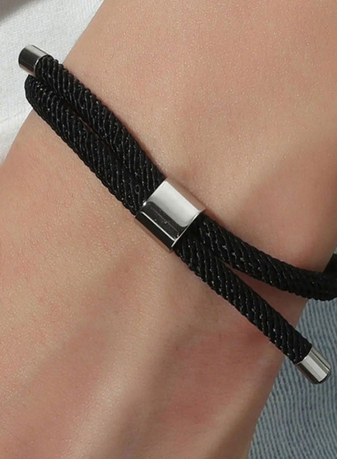 6 Pieces Nautical Braided Rope Bracelets Set Adjustable Braided Cord Bracelet Handmade Navy Marine String Bracelet with Metal Knot Men Women Friendship Style C