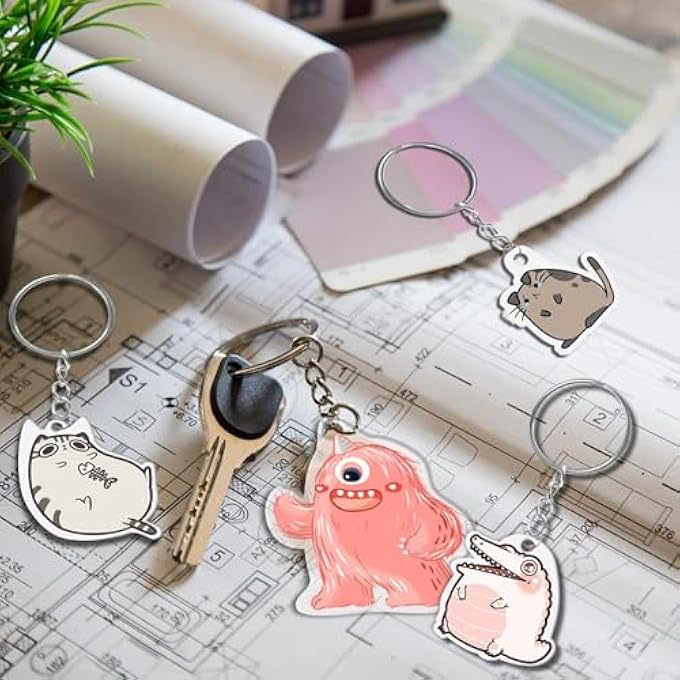 183PCS SHRINKY DINK KEYCHAIN KIT, 15 PCS SHRINK PLASTIC SHEETS WITH COLORED PENCILS, HOLE PUNCH, KEYCHAINS, BUCKLE CHAINS FOR KIDS CREATIVE CRAFTS JEWELRY MAKING DIY HAND MADE TOOL - Image 5