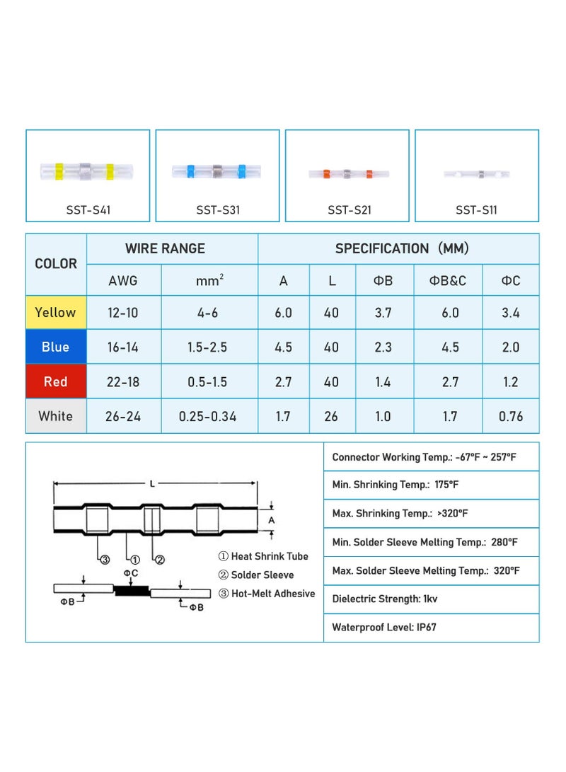 120pcs Solder Stick Seal Wire Connectors, Waterproof Electrical Wire Terminals Sleeves Heat Shrink Insulated Splice for Marine Automotive - Image 5