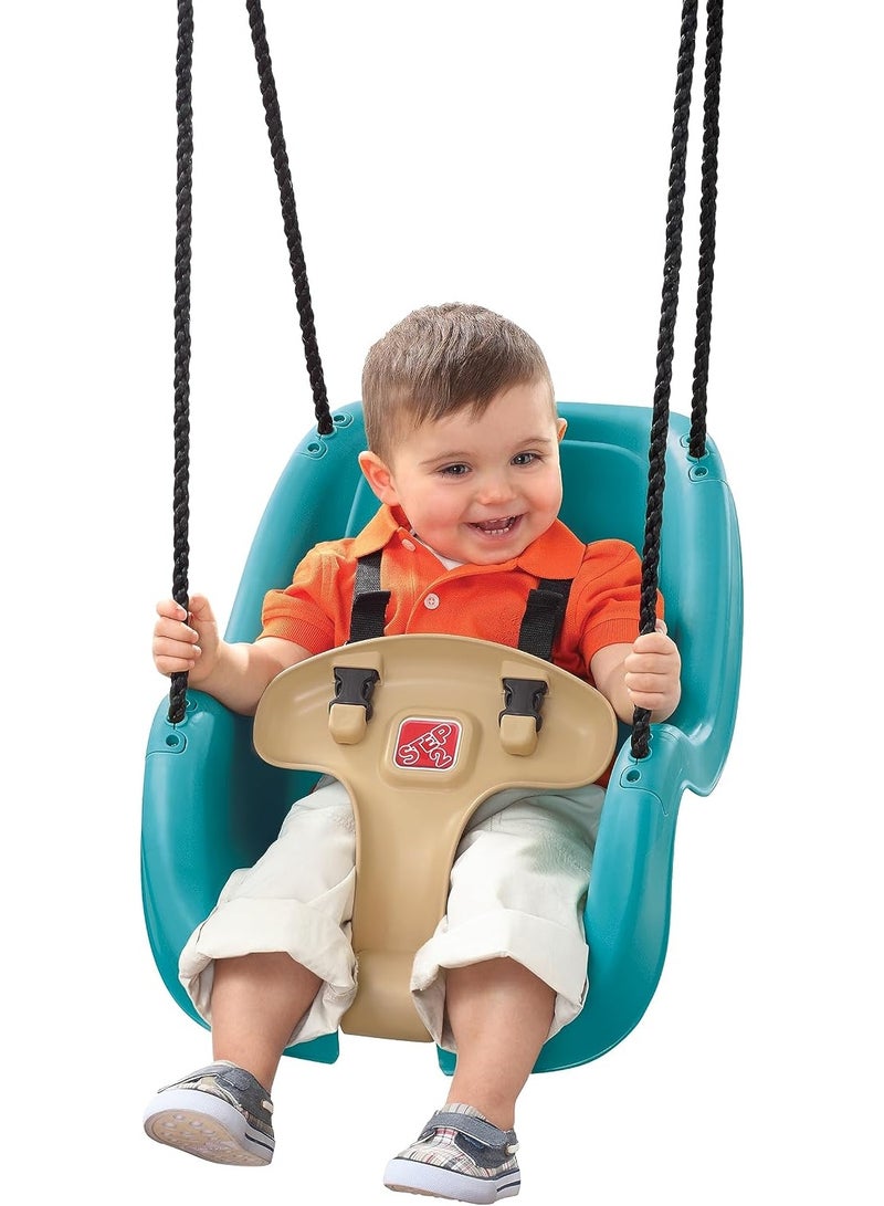 Step2 Infant to Toddler Swing with Safety Restraint, Weather-Resistant Rope, Plastic Outdoor Baby Swing, Turquoise, 9 Months+ - Image 1