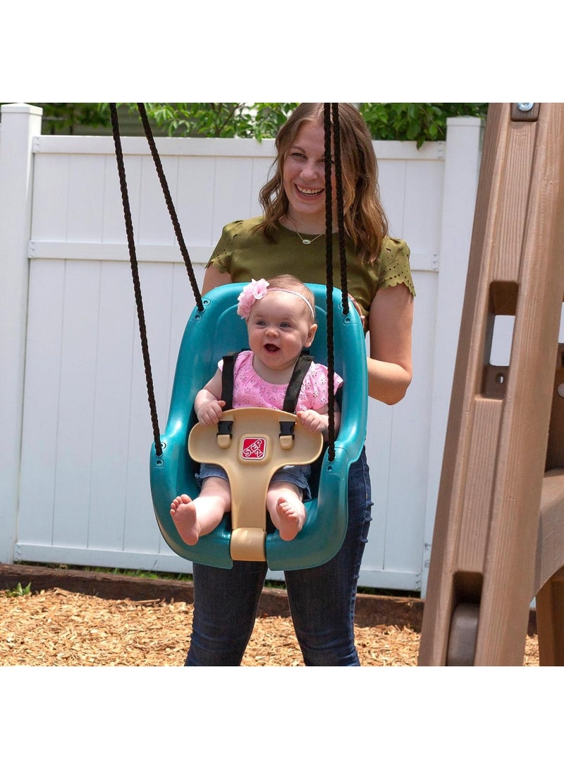 Step2 Infant to Toddler Swing with Safety Restraint, Weather-Resistant Rope, Plastic Outdoor Baby Swing, Turquoise, 9 Months+ - Image 2