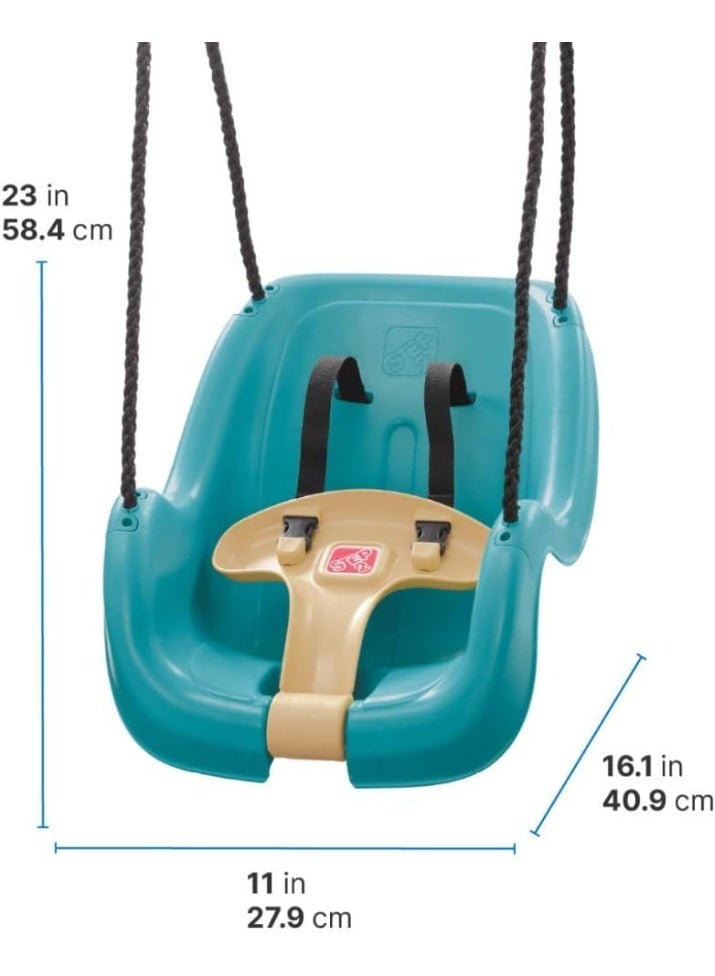 Step2 Infant to Toddler Swing with Safety Restraint, Weather-Resistant Rope, Plastic Outdoor Baby Swing, Turquoise, 9 Months+ - Image 3