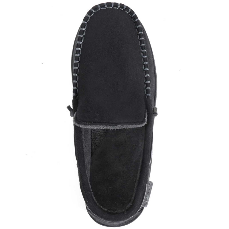 Zigzagger Men's Moccasin Slippers Memory Foam House Shoes, Indoor and Outdoor Warm Loafer Slippers, Cool Black, 10.5 M US - Image 4