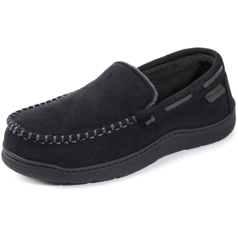 Zigzagger Men's Moccasin Slippers Memory Foam House Shoes, Indoor and Outdoor Warm Loafer Slippers, Cool Black, 10.5 M US - Image 1