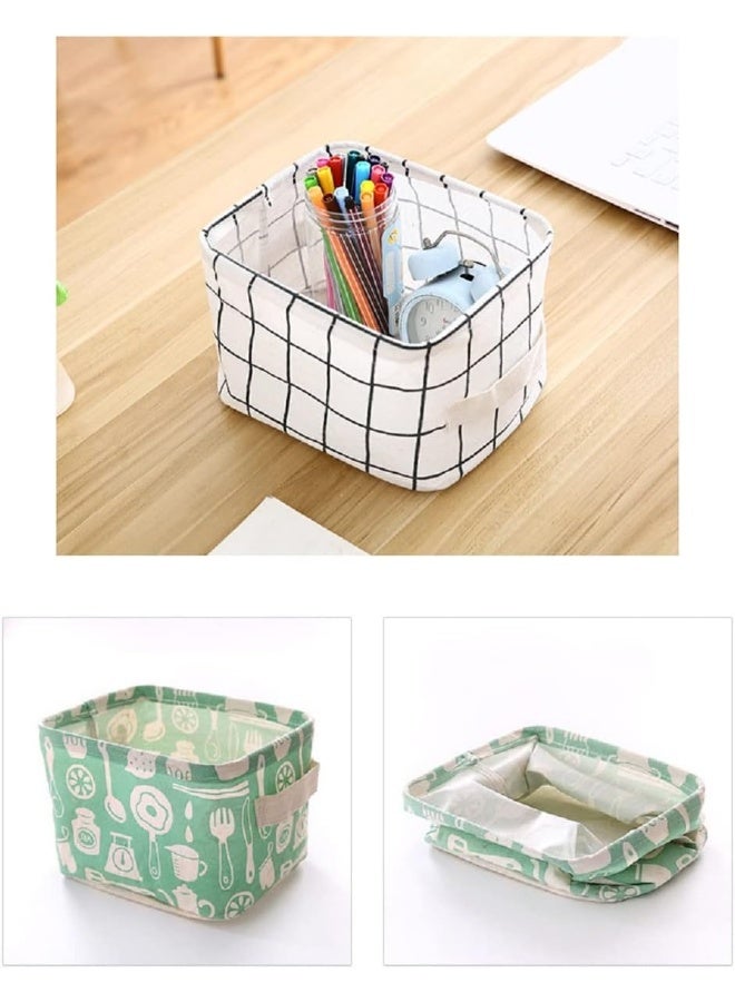 Shuiniba FocuH Stylish Storage Basket Cotton and Linen Fabric Mini Storage Cubes Nursery Storage Baskets with Handles for Shelves & Desks (Set of 3) - Image 4