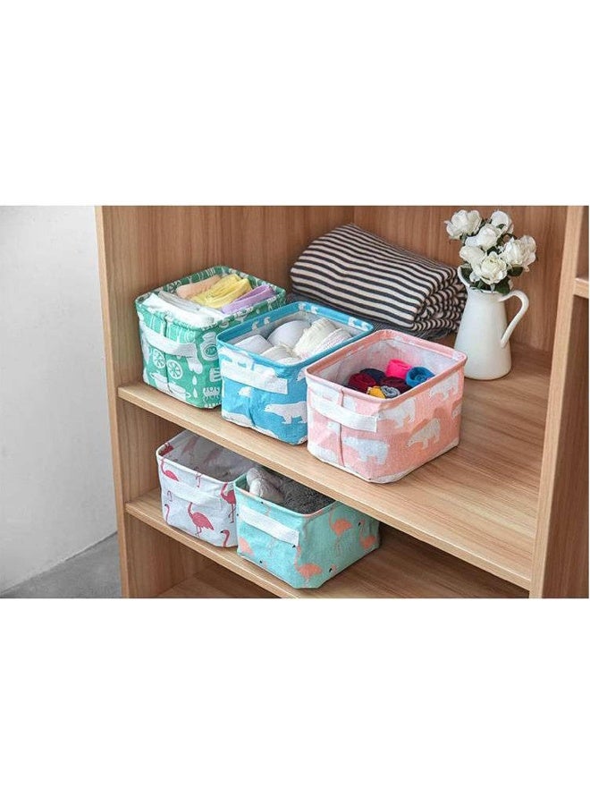 Shuiniba FocuH Stylish Storage Basket Cotton and Linen Fabric Mini Storage Cubes Nursery Storage Baskets with Handles for Shelves & Desks (Set of 3) - Image 5