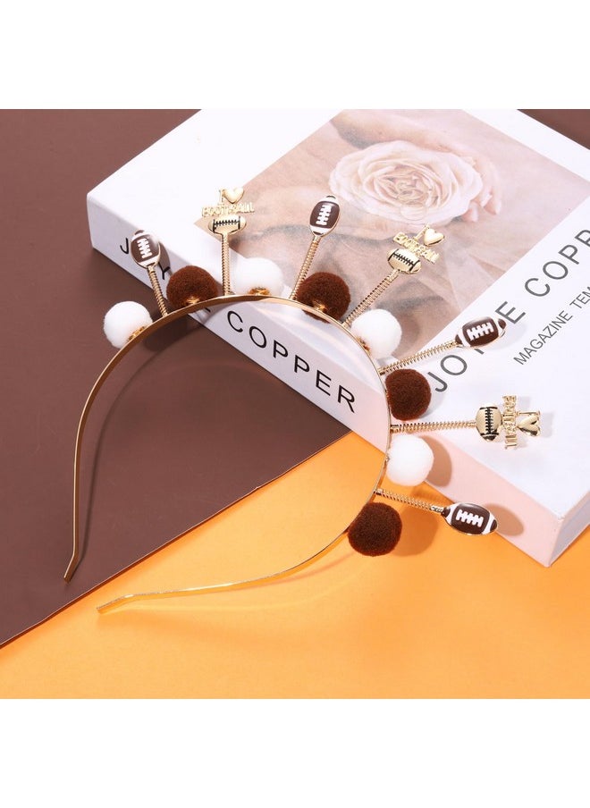 Boderier Football Headbands For Women Pompom Football Head Bopper Headband Sports Tiara Hairband Game Day Hair Accessories Fan Gifts (Football Pompom)  - Image 3