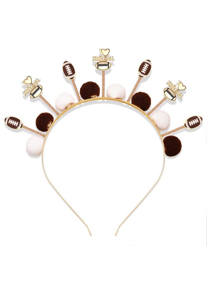 Boderier Football Headbands For Women Pompom Football Head Bopper Headband Sports Tiara Hairband Game Day Hair Accessories Fan Gifts (Football Pompom)  - Image 1
