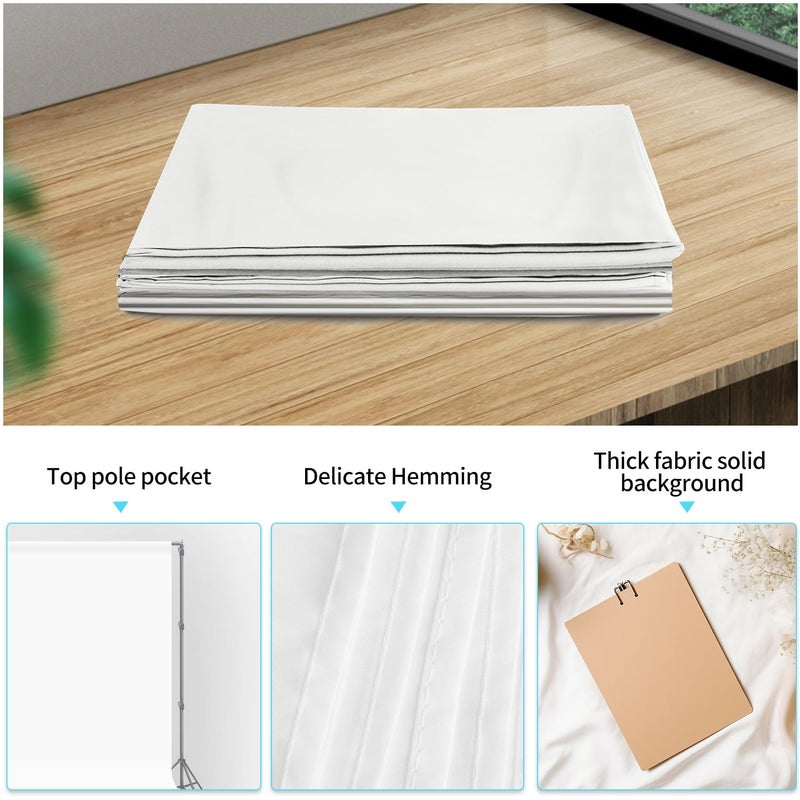 Linhedai 10 x 20 ft White Backdrop Background White Screen for Photography Video Recording Picture Shooting high Density Polyester Fabric Pure Recording Parties Curtain - Image 5