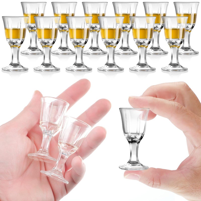 Chengu CHENGU 12 Pcs Mini Shot Glasses  04 OZHalf an Ounce Clear Cordial wine Glasses with Base for Wine Tequila Whiskey Spirits