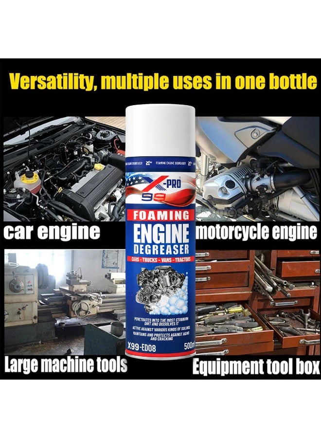 X Pro 99 X-PRO 99 Foaming Engine Degreaser X99-ED08 500ml Engine Cleaner Foam for Cars Trucks Vans Tractors Motorcycles Removes Oil Grease Dirt Grime Engine Bay Cleaner Fast Acting Automotive Maintenance Spray ERPC38223 - Image 4