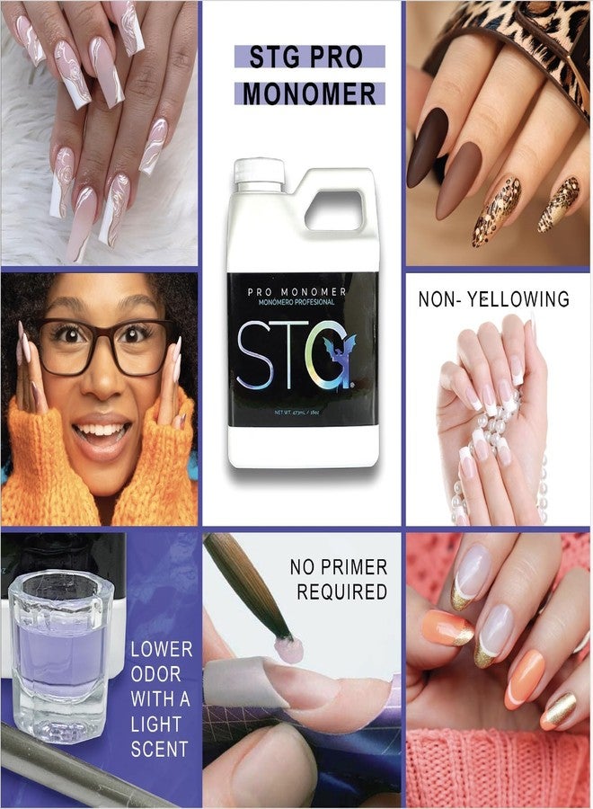STG Nail Acrylic Systems EMA Monomer - MMA-Free, Primerless, Non-Yellowing Nail Liquid, Purple,8oz - Image 2