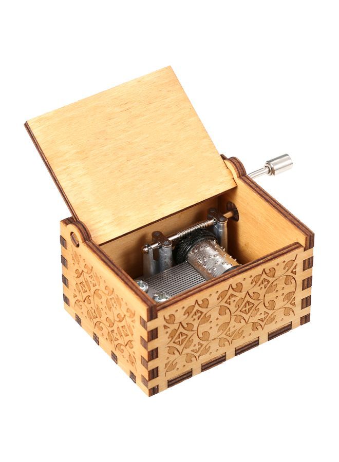 NIBEMINENT Happy Birthday Themed Wooden Musical Box Brown/Silver  - Image 1