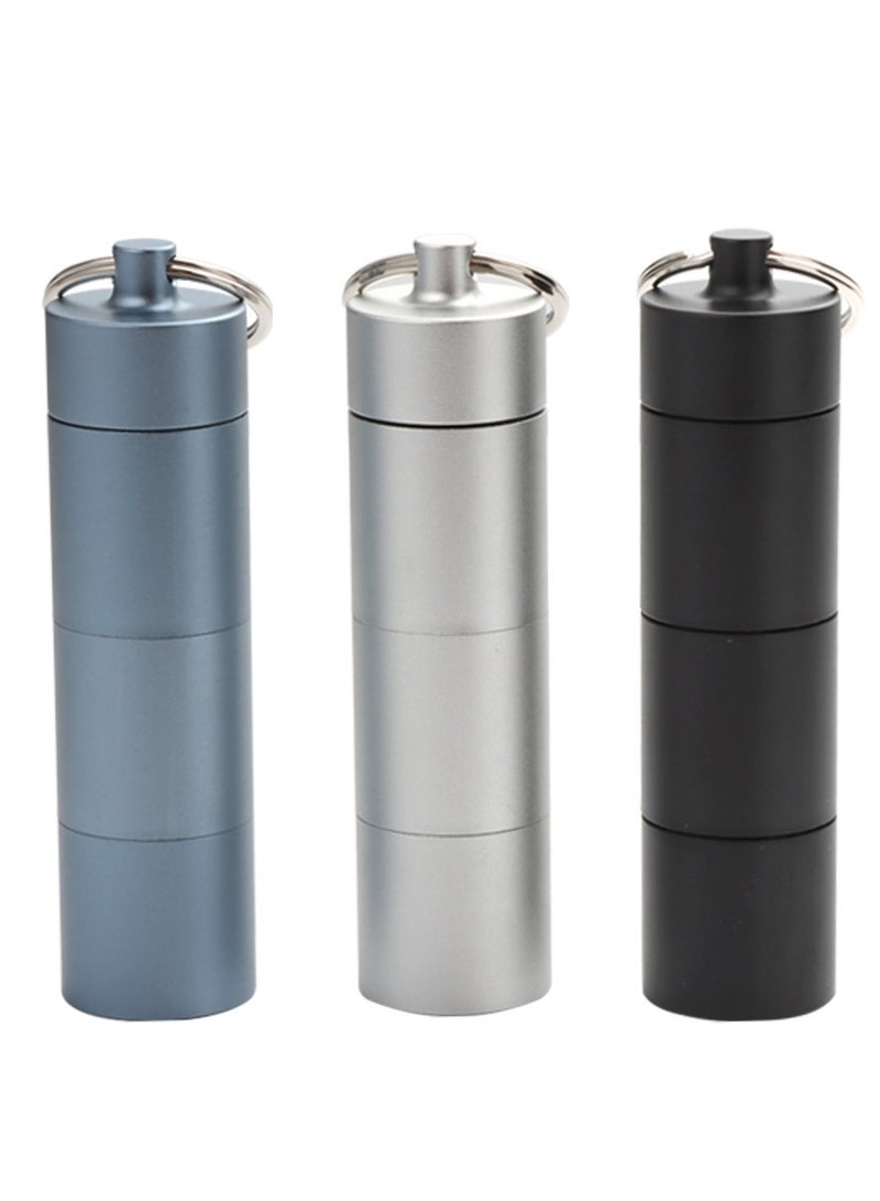 Portable Keychain Pill Holder Case, 3 Compartments Metal Pocket Emergency Pill Container Dispenser Box Outdoor Medicine Bottle Tin for Daily Supplement 3 Packs (Mixed Color) - Image 4