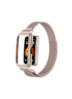 For HuaweiBracelet 10 Strap For HuaweiBand987 Glory Bracelet Universal Wristband Milanese Strap-Color:Matching Host Color - Dawn Pink-Specifications:Applicable To For HuaweiBand 10/9/8/7 Generation (with Metal Case)