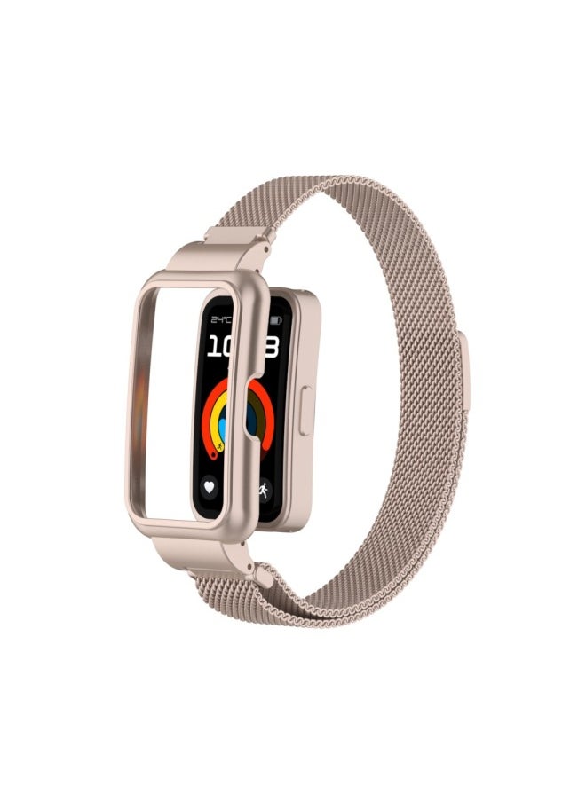 Generic - For HuaweiBracelet 10 Strap For HuaweiBand987 Glory Bracelet Universal Wristband Milanese Strap-Color:Matching Host Color - Dawn Pink-Specifications:Applicable To For HuaweiBand 10/9/8/7 Generation (with Metal Case) - Image 1