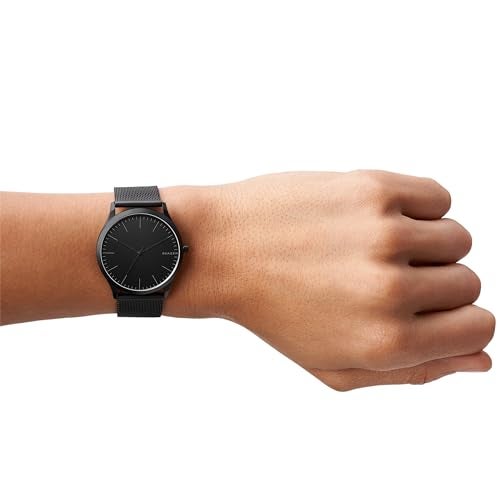 Skagen Men's Jorn Three-Hand Black Stainless Steel Mesh Band Watch (Model: SKW6422) - Image 4