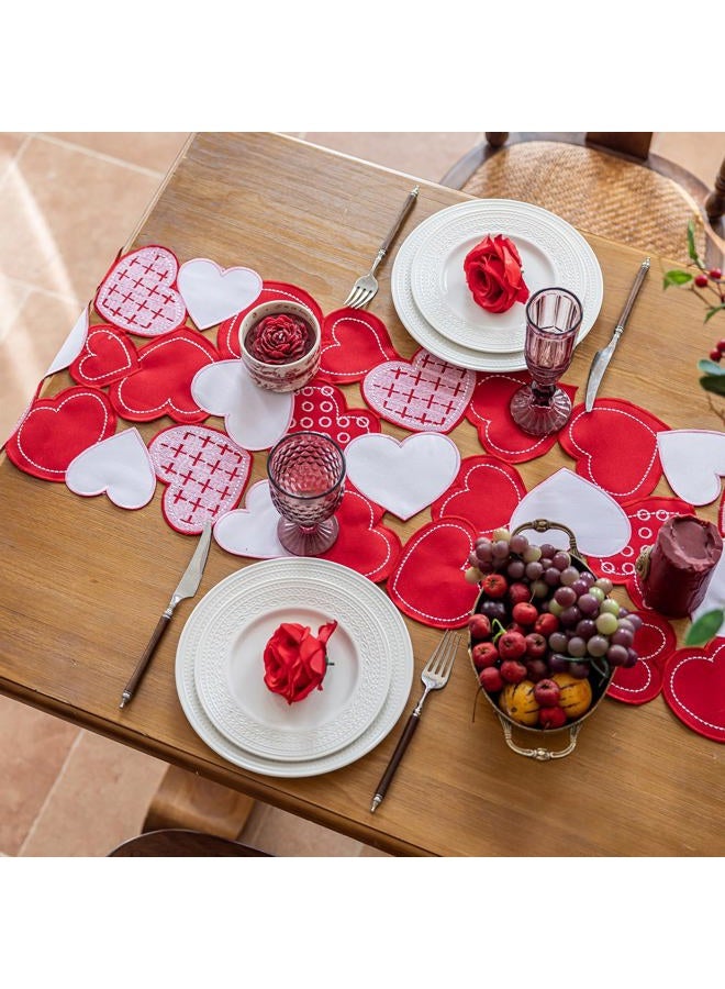 Joyfol Day Valentine's Day Table Runner 14x33 Inch, Cutwork Embroidered Red Heart Decoration for Wedding Anniversaries, Proposals & Romantic Parties - Image 4