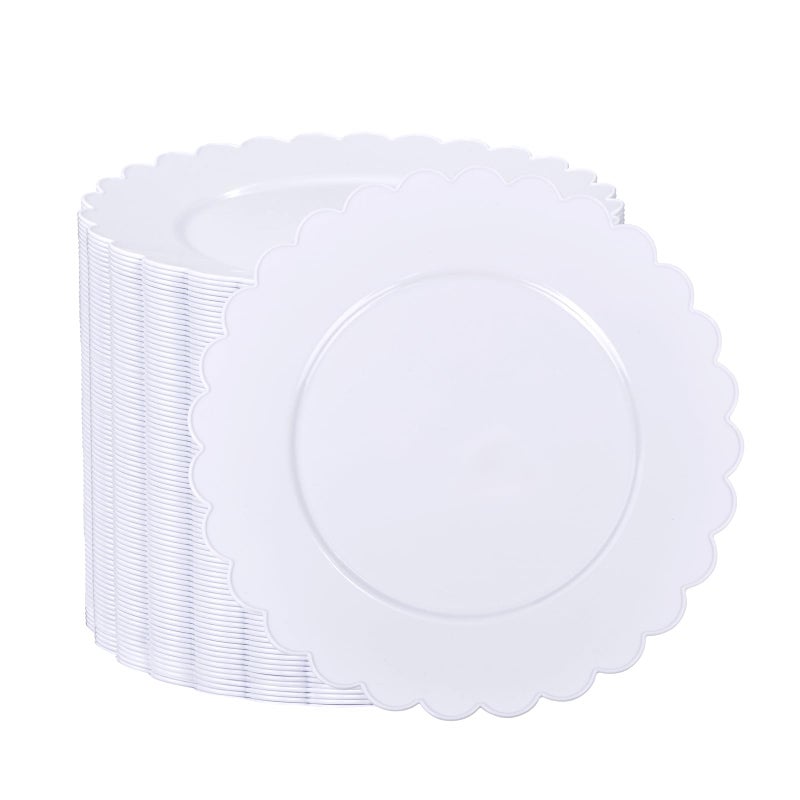 SUT 72Pcs 75 White Plastic Plates Heavy Duty Disposable Plates for Weddings Parties Events Fancy Dessert  Appetizer Plates  Shatterproof Bulk Party Supplies 72 Count