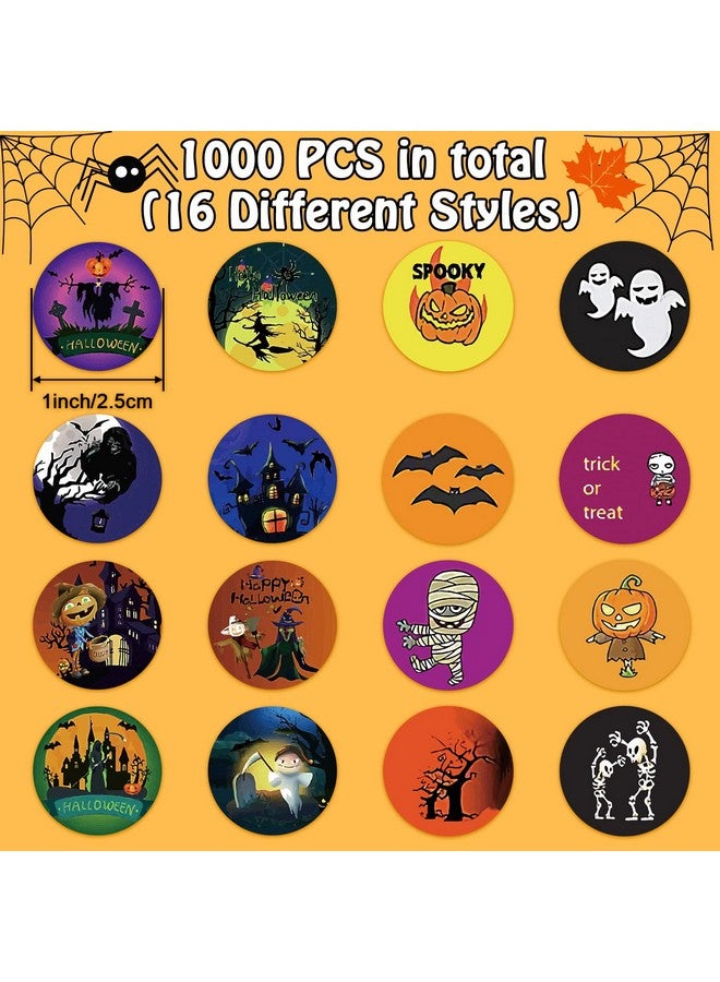 PARTYWIND 1000 Pcs Halloween Stickers For Kids 2 Rolls Halloween Pumpkin Ghost Stickers Bulk Self Adhesive Stickers For Happy Halloween Party Favors Decorations - Image 3