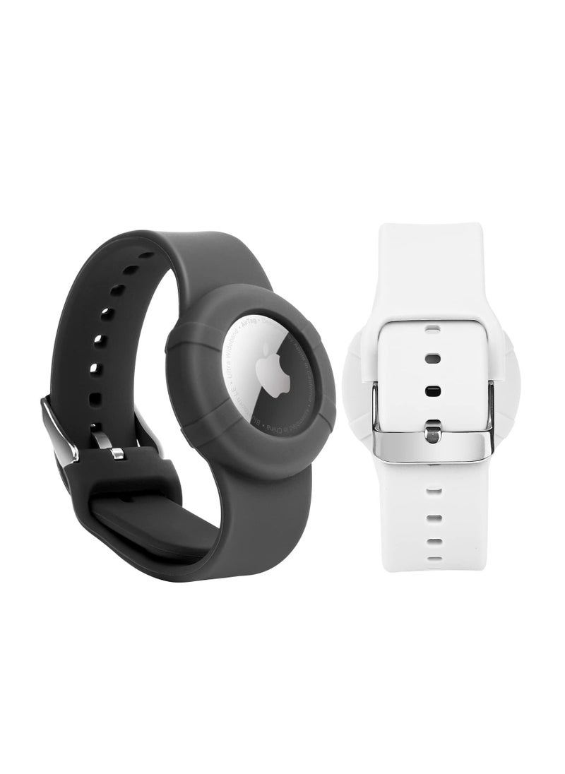 SYOSI 2 Pcs Airtag Wristbands for Kids Soft Silicone Bracelet Lightweight, Waterproof Band Compatible with Apple Airtag Watch Band for Children and Toddler  - Image 1