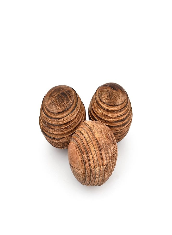 Kimona Decorative Ball Mango Wood Round Balls Set of 3 for Centerpiece or Individual Use (Set of 3), (3" x 3" x 3") - Image 1