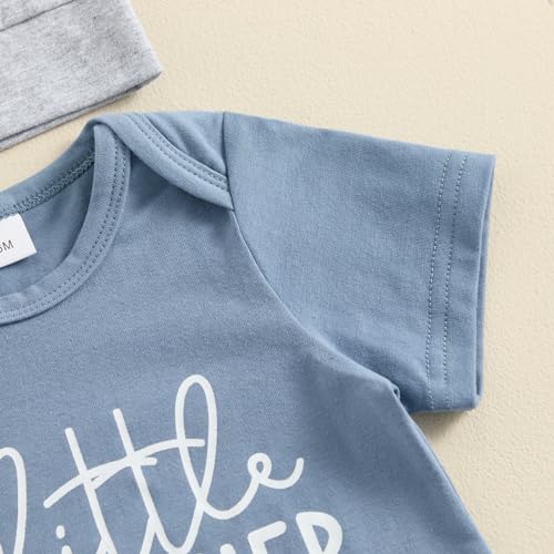 Ayalinggo Little Brother Newborn Outfit Baby Boy Lil Bro T Shirt Romper Long Pants Set Hat Infant little Summer Clothes (Blue Little Brother, 0-3 Months) - Image 3
