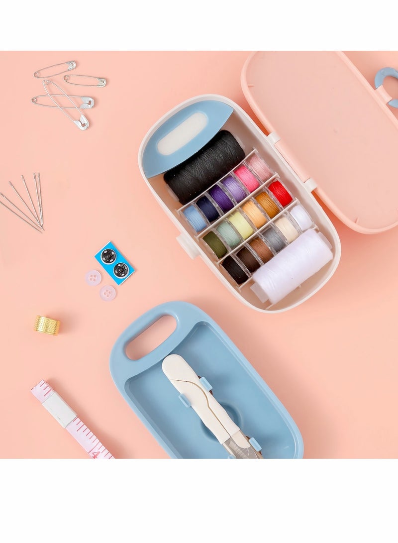 SOLARAE Sewing Kit, Advanced Home Supplies Complete DIY Portable Multifunctional Double Layer Needle and Thread Storage Box (Pink) - Image 2