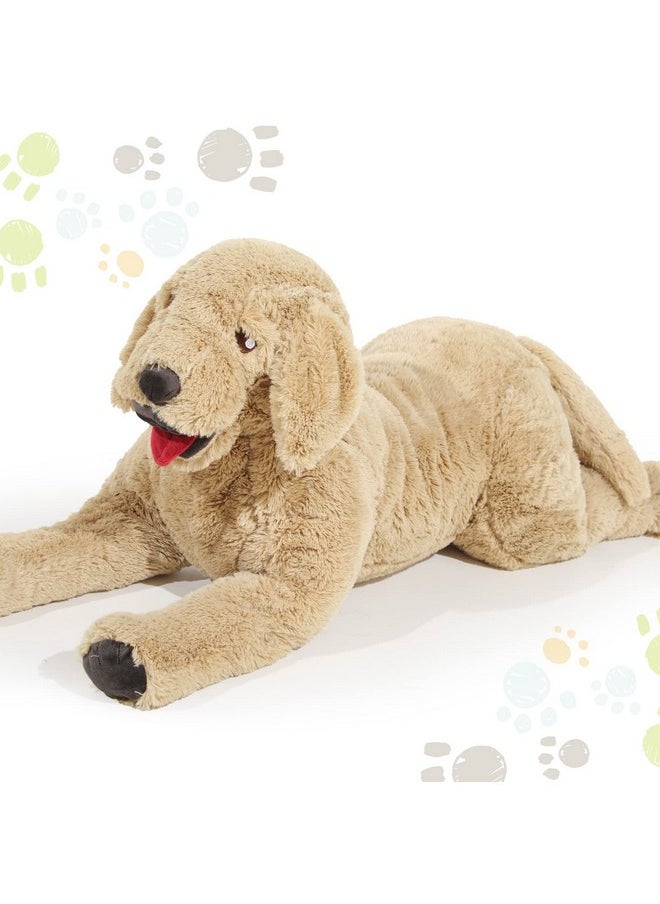 Geosar - Giant Dog Stuffed Animals Fluffy Labrador Large Stuffed Dog Hugging Toy Big Cuddly Plush Body Pillow Gifts For Adult Kids Pets On Birthday Party Thanksgiving Xmas Gold(100 Cm/ 39.4 Inch) - Image 1