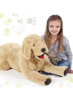 Giant Dog Stuffed Animals Fluffy Labrador Large Stuffed Dog Hugging Toy Big Cuddly Plush Body Pillow Gifts For Adult Kids Pets On Birthday Party Thanksgiving Xmas Gold(100 Cm/ 39.4 Inch)