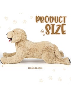 Geosar Giant Dog Stuffed Animals Fluffy Labrador Large Stuffed Dog Hugging Toy Big Cuddly Plush Body Pillow Gifts For Adult Kids Pets On Birthday Party Thanksgiving Xmas Gold(100 Cm/ 39.4 Inch)  - Image 3